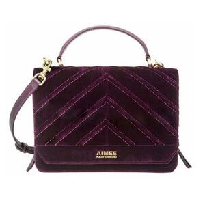 NWOT Aimee Kestenberg Plum Mia Velvet Expandable Satchel Handbag Purse